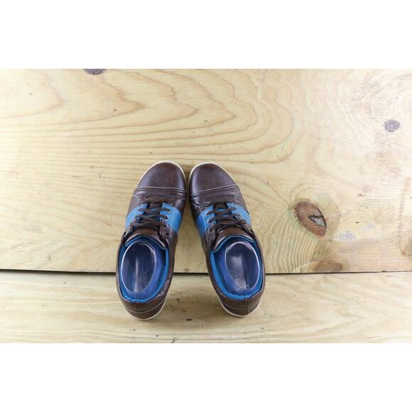 Vionic Sneakers Womens Sz 8.5 Taho Brown Blue Leather Low tops Athletic - Picture 4 of 8